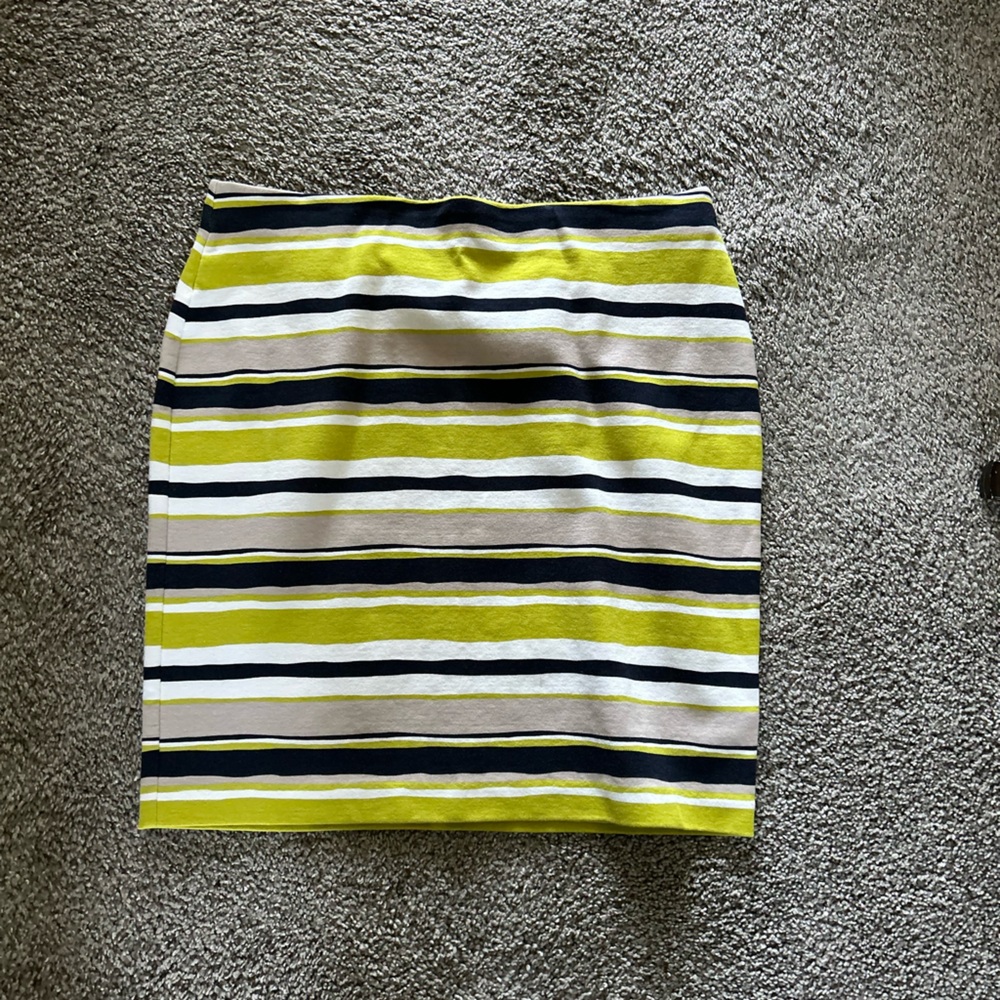 Striped chartreuse, white and black Women's ponte Skirt. Color of the YEAR! 🙌